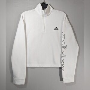 White and Black adidas Cropped 1/4 Zip Size M
